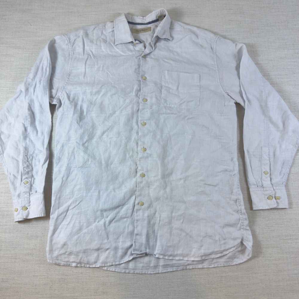 Tommy Bahama Mens XLT 100% Linen Long Sleeve Button Down Shirt Textured